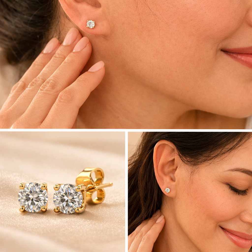 Puces d’oreilles en or jaune 18 carats