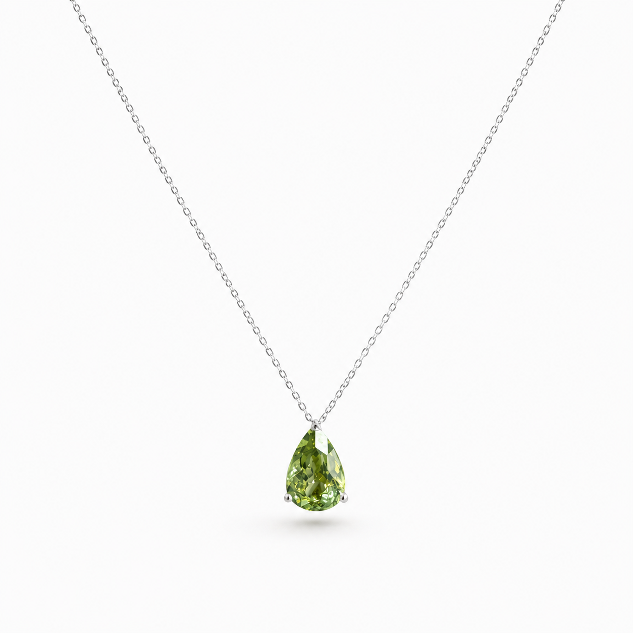 Collier Tourmaline Verte,  Or Gris 18 Carats