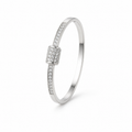 Bracelet jonc en or gris 14 kt et diamants