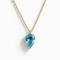 Collier en or jaune 18 carats  Zircon bleu taille poire