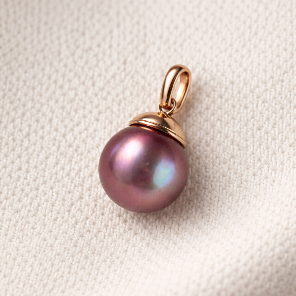 Pendentif perle aubergine – Or rose 18 carats