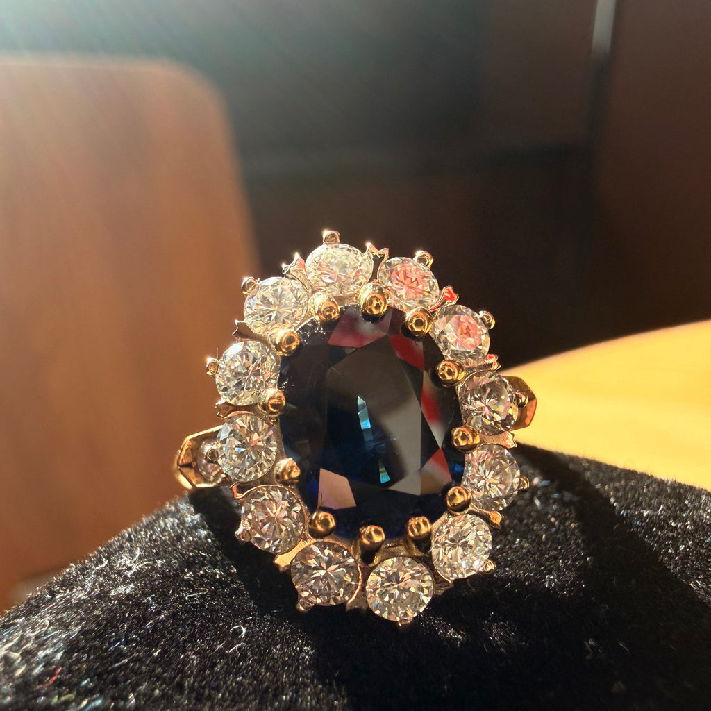 Bague Pompadour – Saphir de Ceylan & Diamants