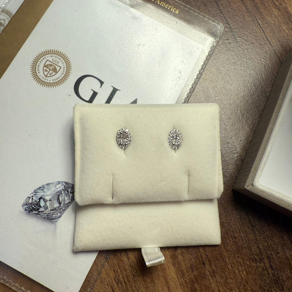 Boucles d’oreilles halo diamant – Or blanc 18 carats