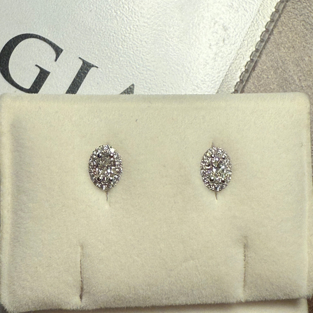 Boucles d’oreilles halo diamant – Or blanc 18 carats