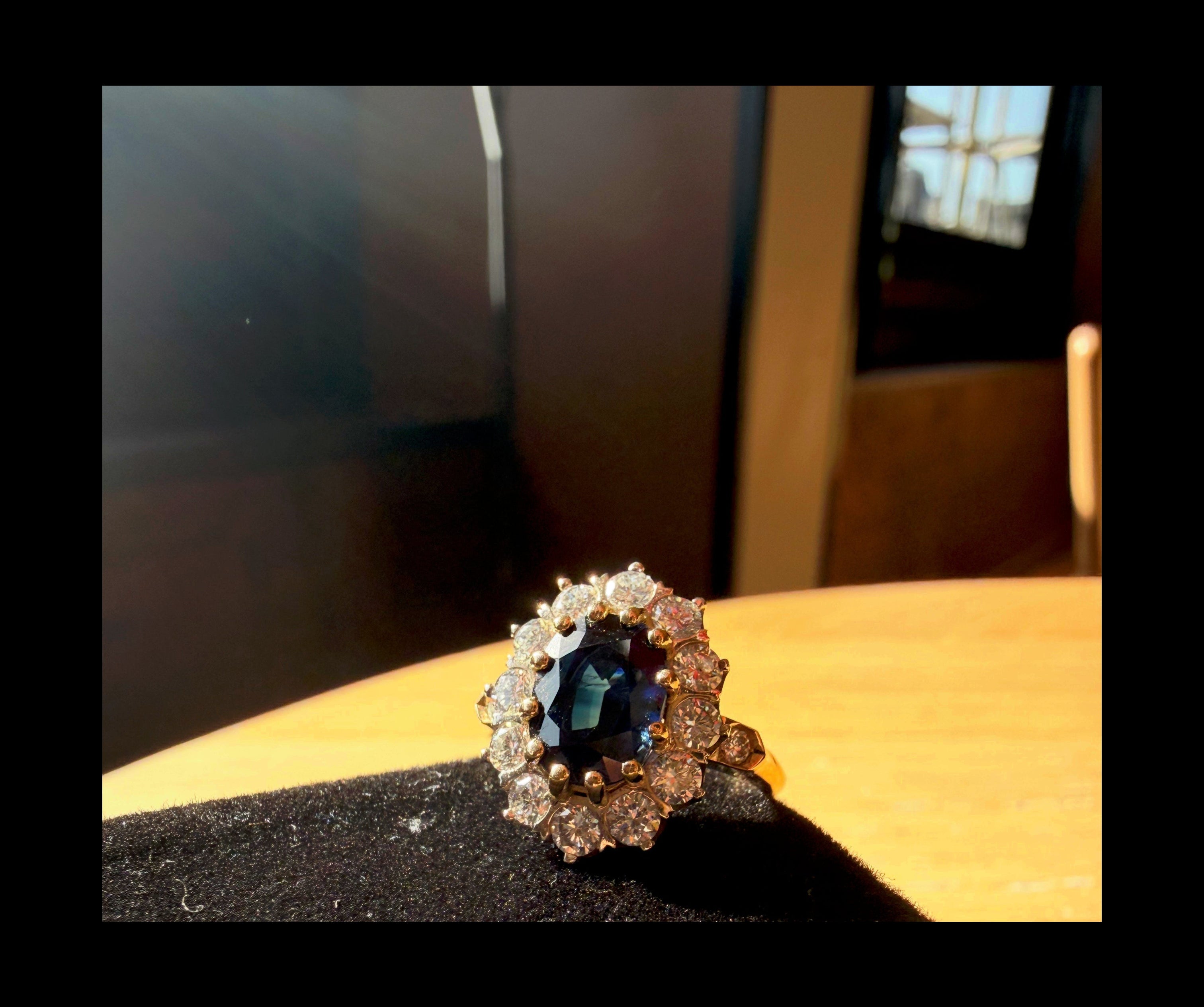 Bague Pompadour – Saphir de Ceylan & Diamants