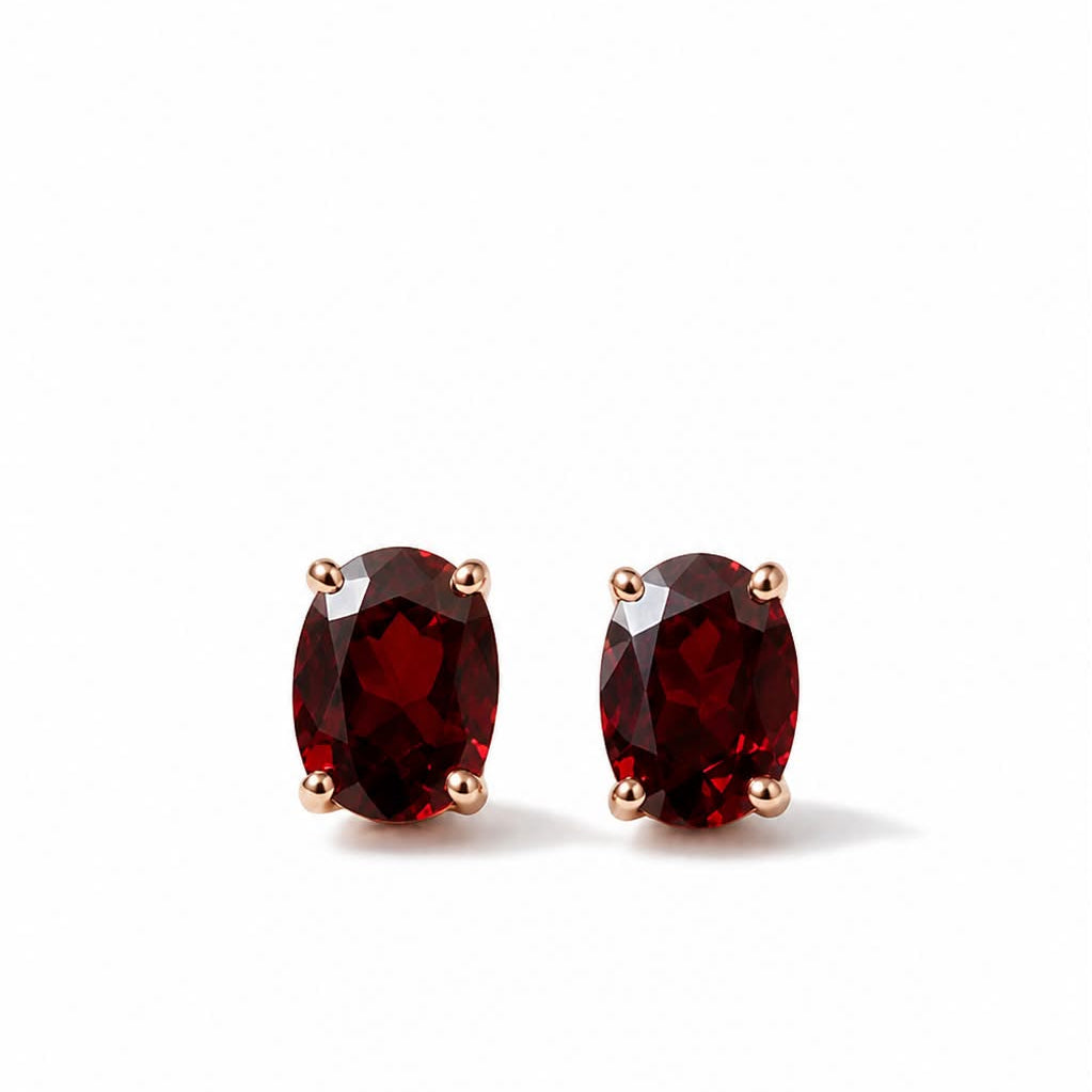 Boucles d'oreilles Luc Yên (Vietnam) – Grenats Rhodolites & Or Rose 18